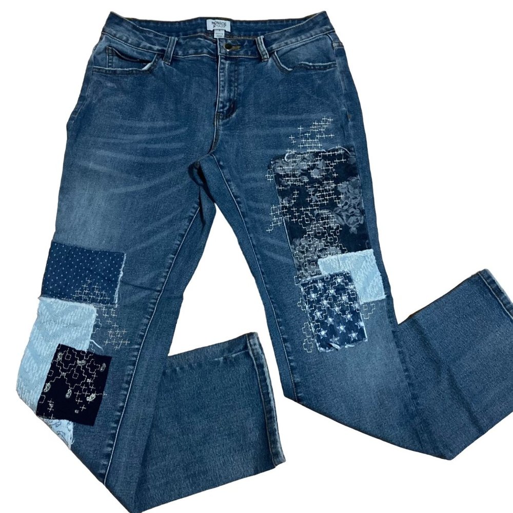 Monroe & Main women blue jeans size 8 mid rise, casual style